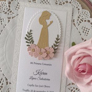 ESTAMPITA RELIEVE COMUNIÓN NIÑA – Ref: 0000015